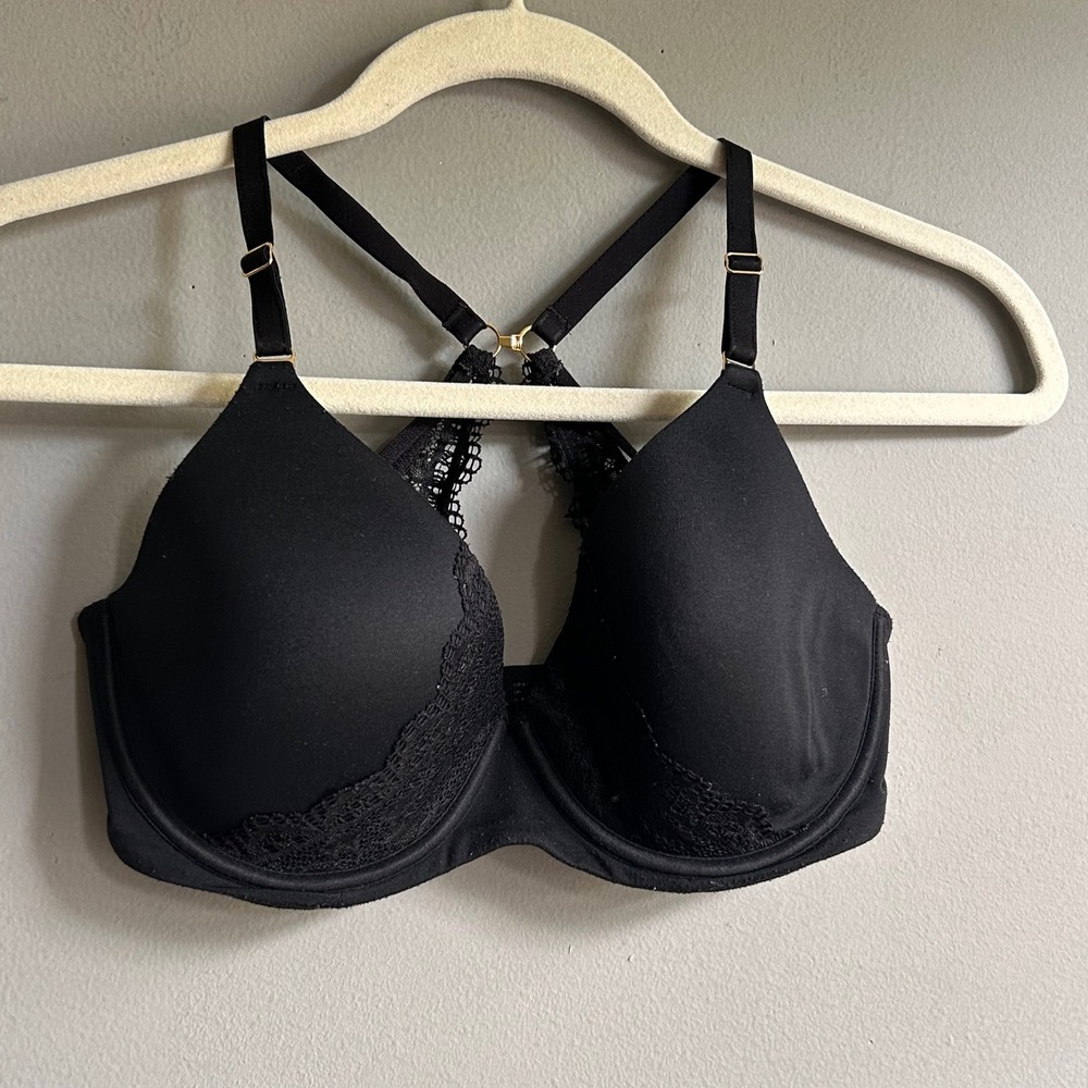 Soma Embraceable Perfect Coverage Bra Black Lace Trim 32DD 092301